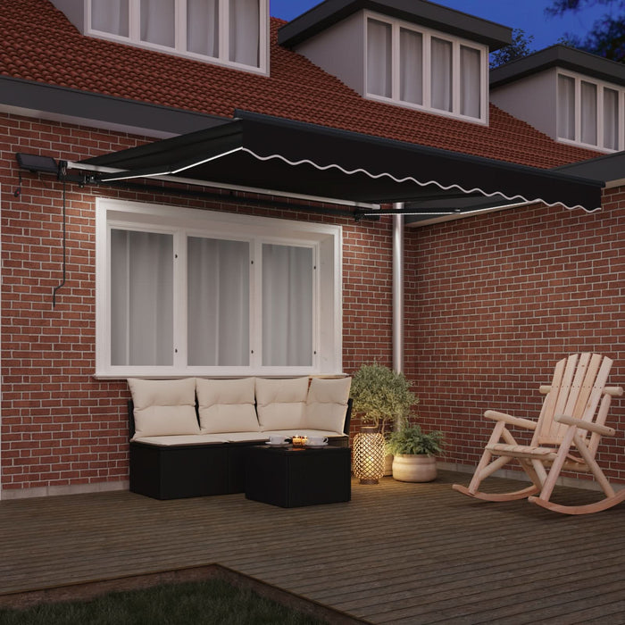 Marchiză manuală retractabilă cu LED neagră 300x250 cm, vidaXL material de înlocuire pentru marchiză 3x2.5 m cadru negru - WALTI WALTI