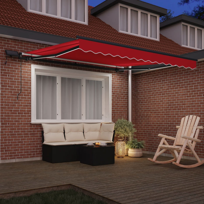 Marchiză Manuală Retractabilă cu LED Roșie 350x250 cm, Țesătură de Înlocuire pentru Marchiza vidaXL pentru Cadru de 3.5x2.5 m Roșie - WALTI WALTI