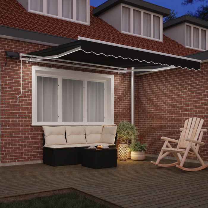 Marchiză manuală retractabilă cu LED neagră 300x250 cm, vidaXL Material de înlocuire pentru marchiză de 3x2.5 m cadru negru - WALTI WALTI
