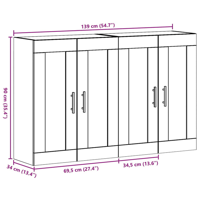 Cloști Montate pe Perete 2 pcs Lemn Vechi 69.5x34x90 cm Lemn Ingineresc - WALTI WALTI