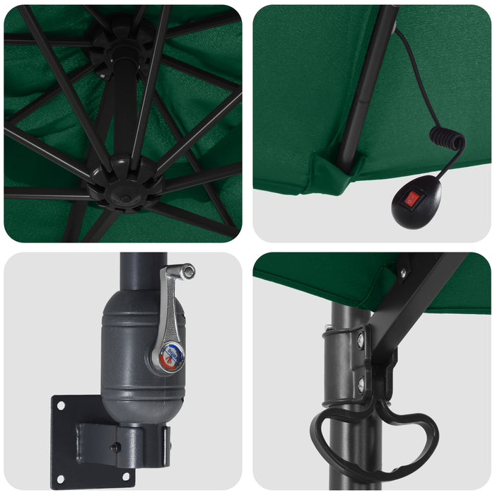 Umbrelă de Grădină Montată pe Perete cu LED-uri Verde 248 cm - WALTI WALTI