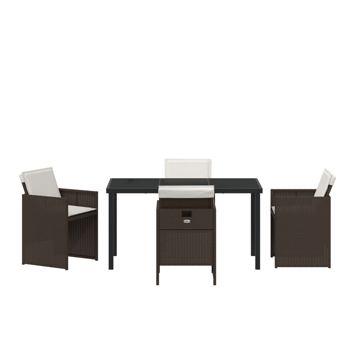 Set de masă pentru grădină cu perne - poliratan maro, vidaXL Masă de grădină neagră 140x80x73 cm - Sticlă securizată - WALTI WALTI