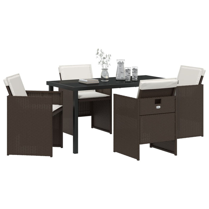 Set de masă pentru grădină cu perne - poliratan maro, vidaXL Masă de grădină neagră 140x80x73 cm - Sticlă securizată - WALTI WALTI