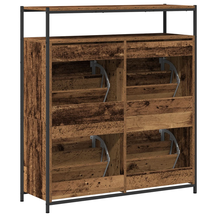 Cabinet pantofi cu 4 sertare pliante Lemn vechi 100x34x112 cm - WALTI WALTI