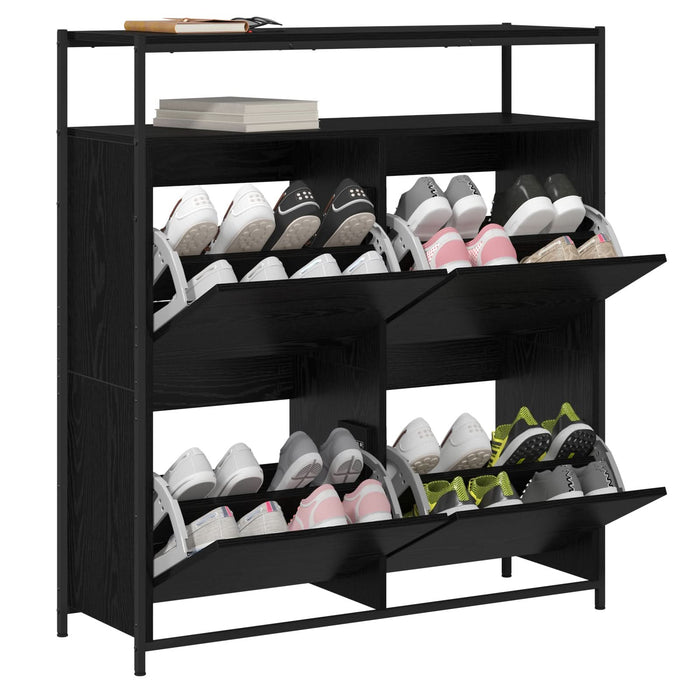 Cabinet pentru pantofi cu 4 sertare flip Black Oak 100x34x112 cm - WALTI WALTI