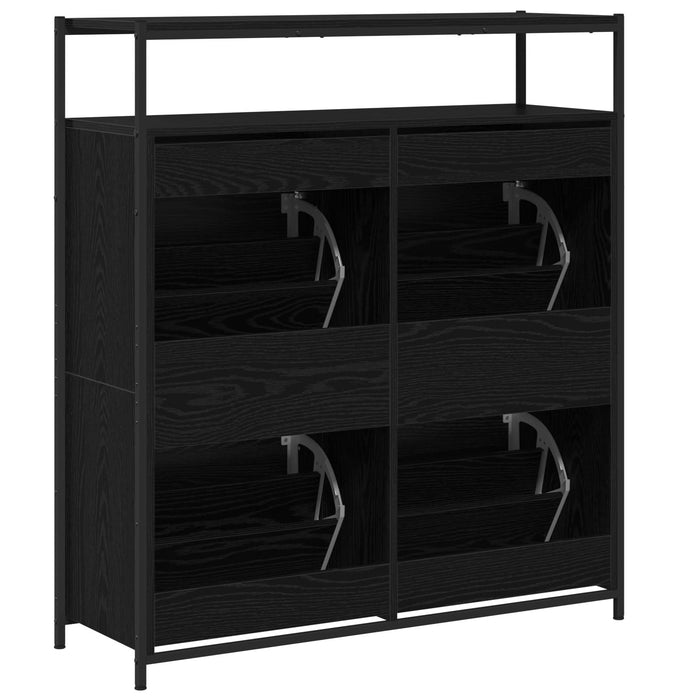Cabinet pentru pantofi cu 4 sertare flip Black Oak 100x34x112 cm - WALTI WALTI