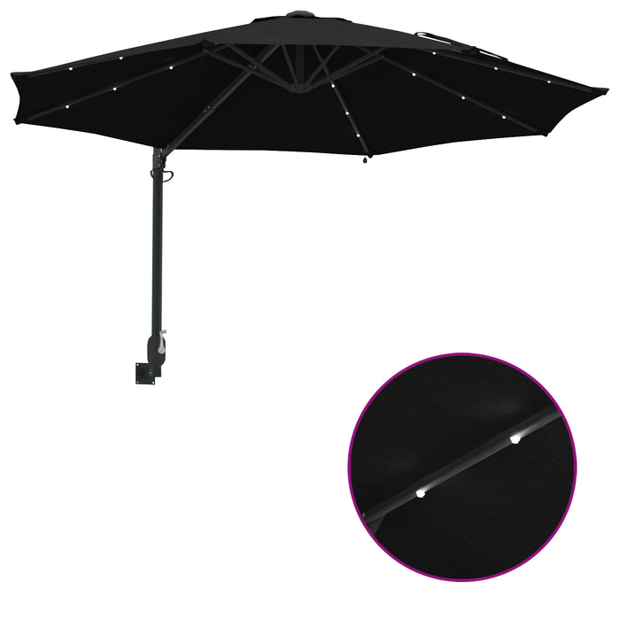 Parasol de Grădină Montat pe Perete cu LED-uri Negru 248 cm - WALTI WALTI
