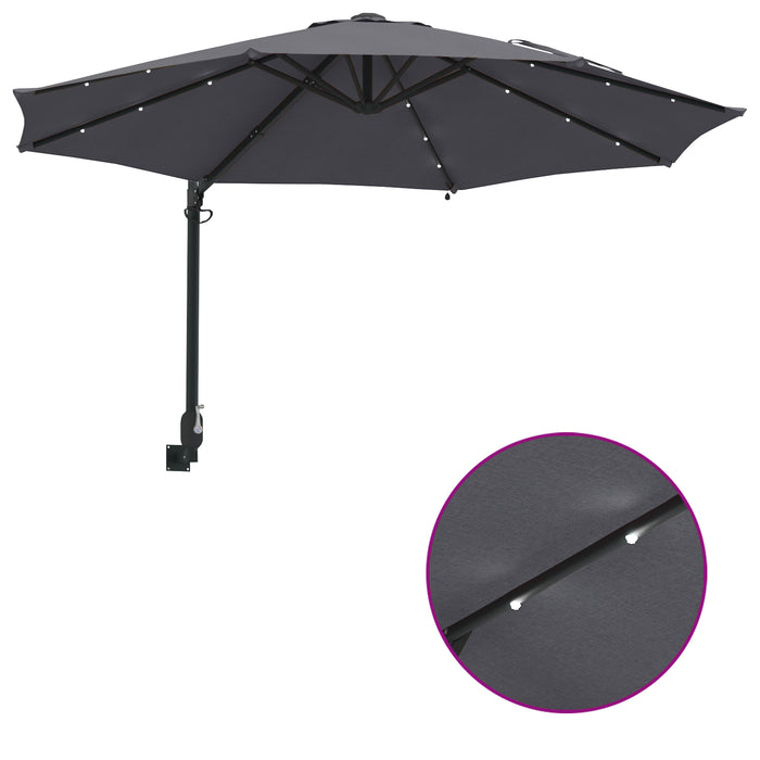 Umbrelă de Grădină Montată pe Perete cu LED-uri Antracit 248 cm - WALTI WALTI