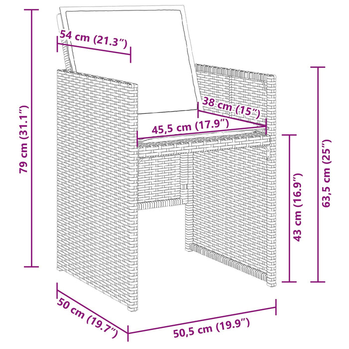 Set de masă pentru grădină cu perne - poliratan maro, vidaXL Masă de grădină neagră 140x80x73 cm - Sticlă securizată - WALTI WALTI