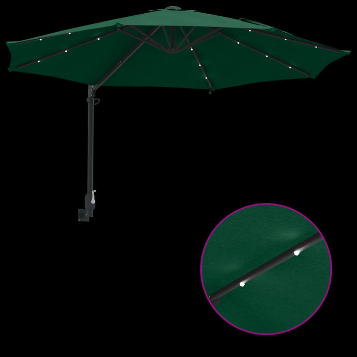 Umbrelă de Grădină Montată pe Perete cu LED-uri Verde 248 cm - WALTI WALTI