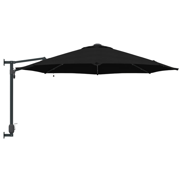 Parasol de Grădină Montat pe Perete cu LED-uri Negru 248 cm - WALTI WALTI