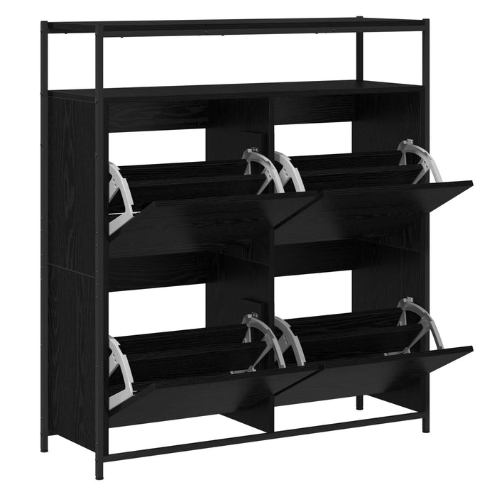 Cabinet pentru pantofi cu 4 sertare flip Black Oak 100x34x112 cm - WALTI WALTI