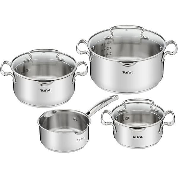 Set vase TEFAL Duetto Plus G719S734, 7 piese, 16-24cm, 1.5-5l, otel, argintiu WALTI