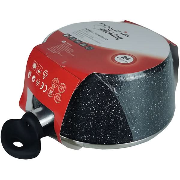 Oala cu capac MYRIA MY4427, 4l, 24cm, aluminiu, negru WALTI