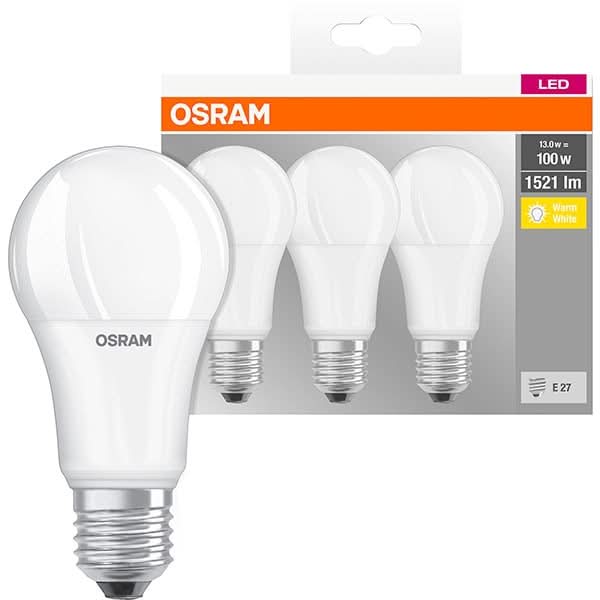 Set 3 becuri LED OSRAM A100, E27, 13W, lumina calda WALTI