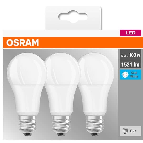 Set 3 becuri LED OSRAM A100, E27, 13W, lumina neutra WALTI