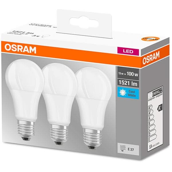 Set 3 becuri LED OSRAM A100, E27, 13W, lumina neutra WALTI