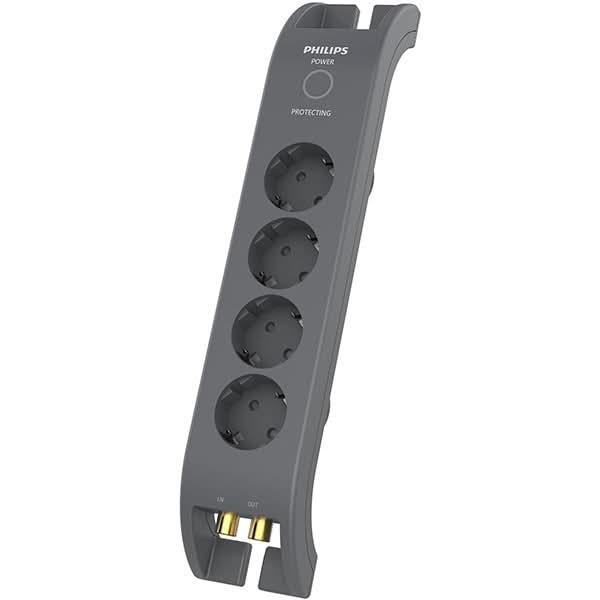 Prelungitor cu protectie PHILIPS SPN5144A/58 4 prize, 2m, negru WALTI