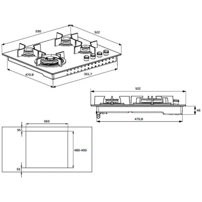 Plita incorporabila BEKO HIAW64325SX, Gaz, 4 arzatoare, Wok, inox WALTI