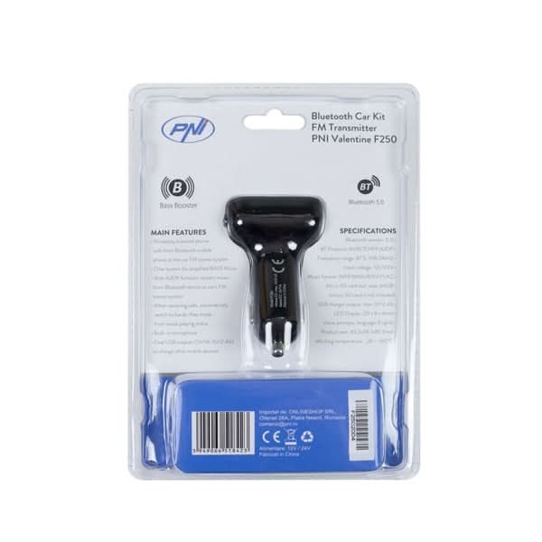 Modulator FM PNI Valentine F250 Bluetooth 5.0, MP3 player, negru WALTI