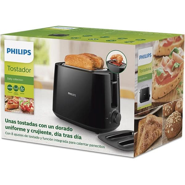 Prajitor de paine PHILIPS Daily Collection HD2582/90, 2 felii, 900W, negru WALTI