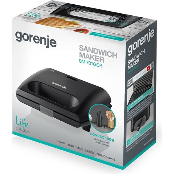 Sandwich maker GORENJE SM701GCB, 700W, negru WALTI