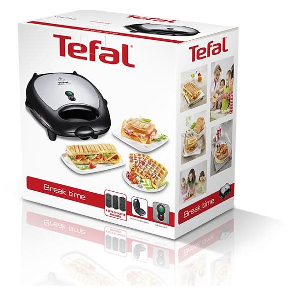 Sandwich maker TEFAL Break Time SW614831, 700W, 3 placi detasabile, negru-argintiu WALTI