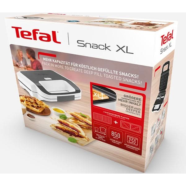 Sandwich maker TEFAL Snack XL SW701110, 850W, 2 placi detasabile, alb-gri inchis WALTI