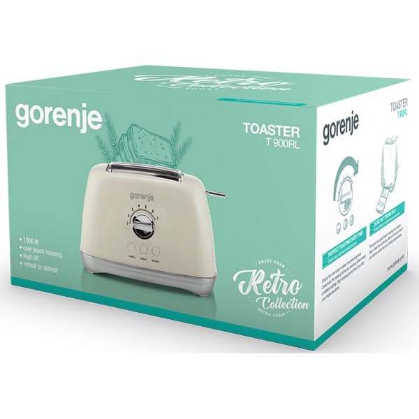 Prajitor de paine GORENJE Retro Collection T900RL, 2 felii, 1000W, bej-gri WALTI