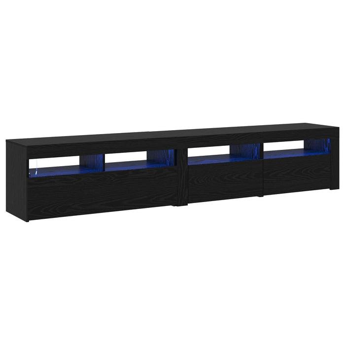 Cabinete TV 2 buc cu lumini LED din lemn ingineresc de stejar negru, vidaXL Suport TV cu lumini LED - Stejar Negru, 90x35x40 cm, fabricat din lemn ingineresc - WALTI WALTI