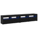 Cabinete TV 2 buc cu lumini LED din lemn ingineresc de stejar negru, vidaXL Suport TV cu lumini LED - Stejar Negru, 90x35x40 cm, fabricat din lemn ingineresc - WALTI WALTI