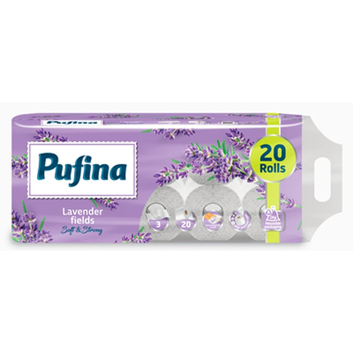 PUFINA 20 Role Hartie Igienica in 3 Straturi cu Parfum de Lavanda - WALTI WALTI
