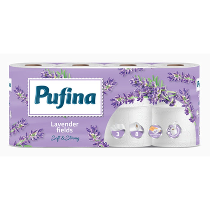 PUFINA 8 Role Hartie Igienica in 3 Straturi cu Parfum de Lavanda - WALTI WALTI