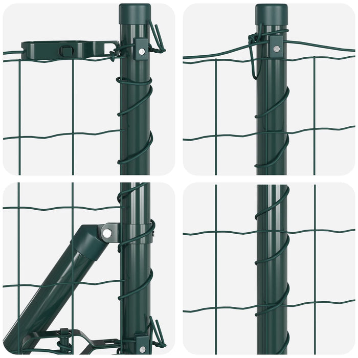 Gard Euro cu 13 Stâlpi 0.4x50 m Oțel galvanizat verde - WALTI WALTI