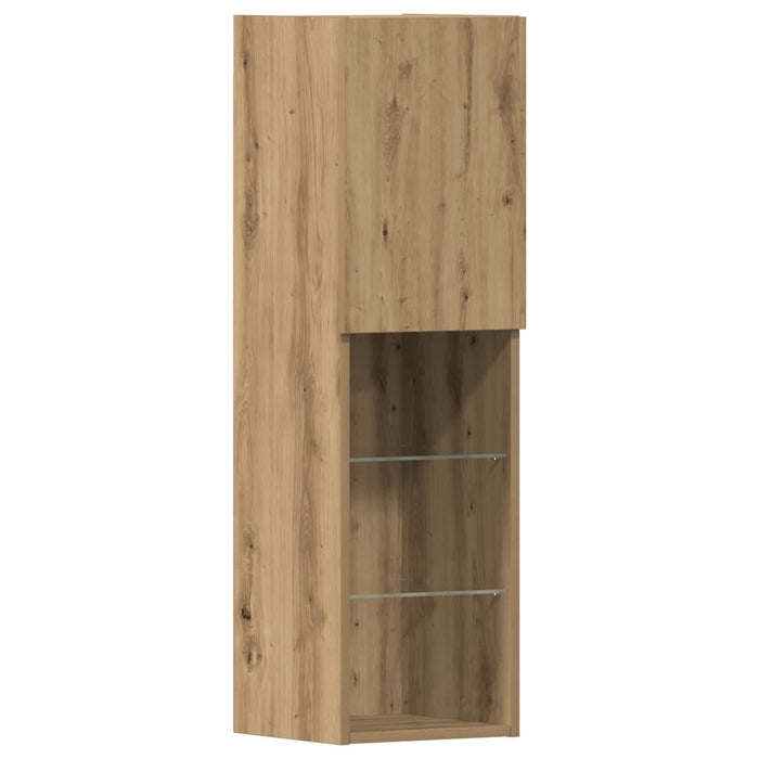 Dulap TV vidaXL cu lumini LED Stejar artizanal 40.5x30x102 cm, Dulapuri TV vidaXL cu lumini LED 2 bucăți Stejar artizanal 80x30x30 cm - WALTI WALTI