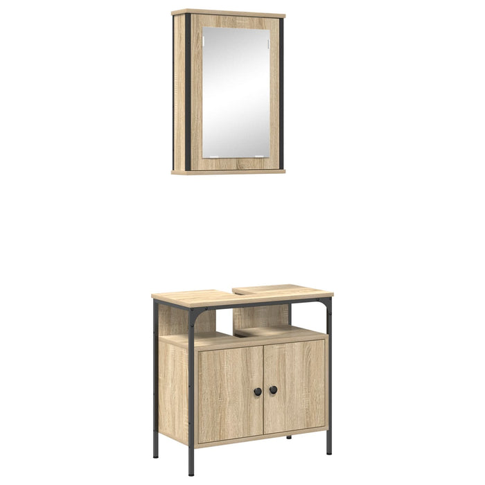 Set de dulapuri pentru baie 2 Piese Stejar Sonoma Lemn Prelucrat - WALTI WALTI