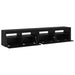 Cabinete TV 2 buc cu lumini LED din lemn ingineresc de stejar negru, vidaXL Suport TV cu lumini LED - Stejar Negru, 90x35x40 cm, fabricat din lemn ingineresc - WALTI WALTI