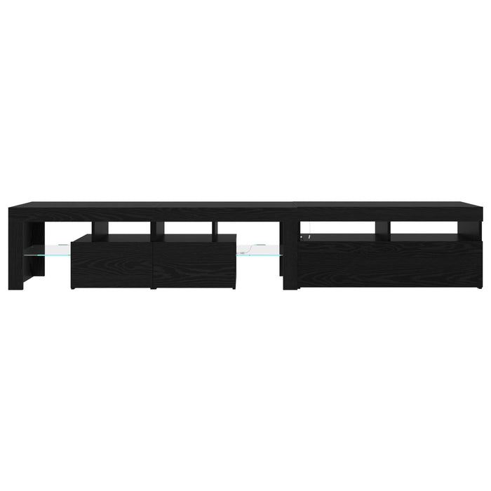 Cabinete TV vidaXL 2 pcs cu LED-uri Stejar Negru Lemn Ingineresc, Suport TV vidaXL cu LED-uri - Stejar Negru, 90x35x40 cm, făcut din lemn ingineresc - WALTI WALTI
