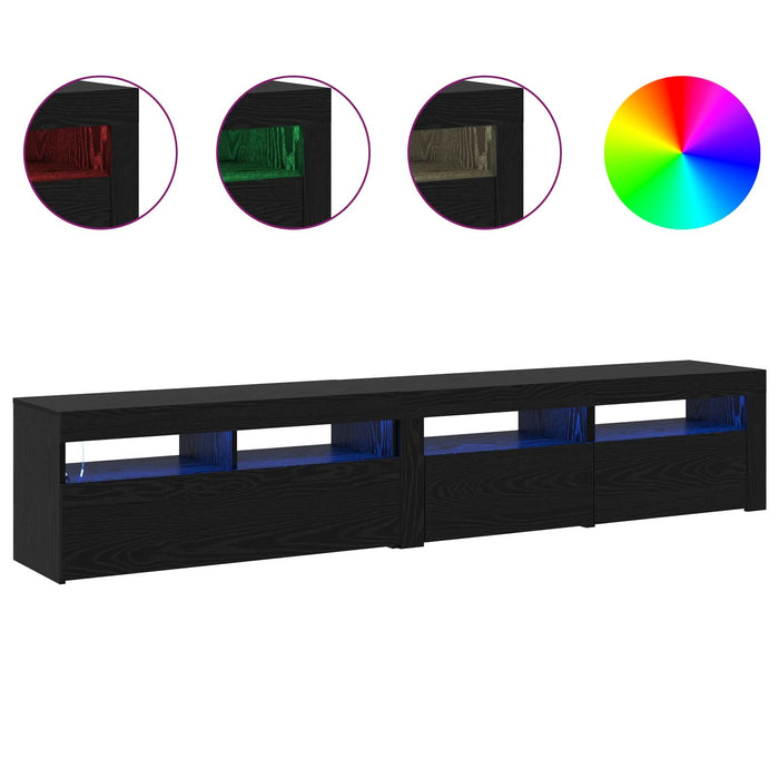 Cabinete TV 2 buc cu lumini LED din lemn ingineresc de stejar negru, vidaXL Suport TV cu lumini LED - Stejar Negru, 90x35x40 cm, fabricat din lemn ingineresc - WALTI WALTI