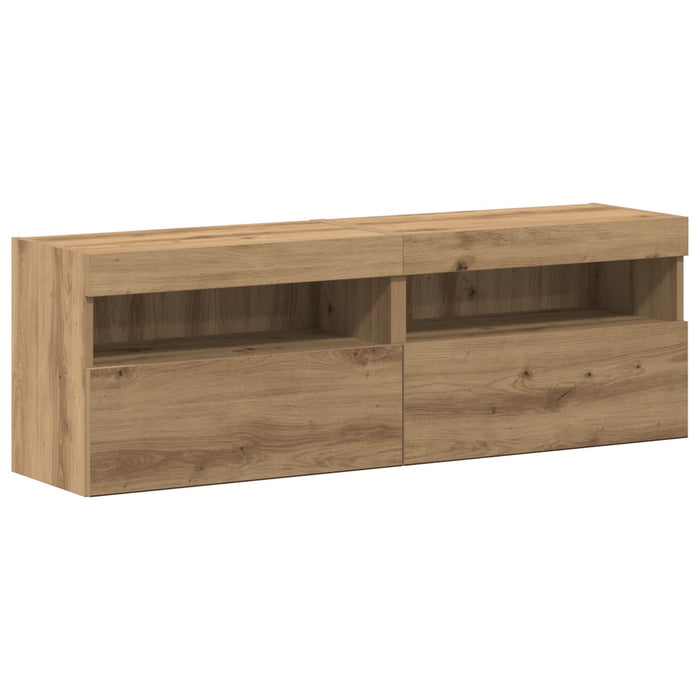 Dulapuri TV vidaXL cu lumini LED 2 piese Stejar 80x30x30 cm, Dulapuri TV vidaXL cu lumini LED 2 piese Stejar 60x30x40 cm - WALTI WALTI