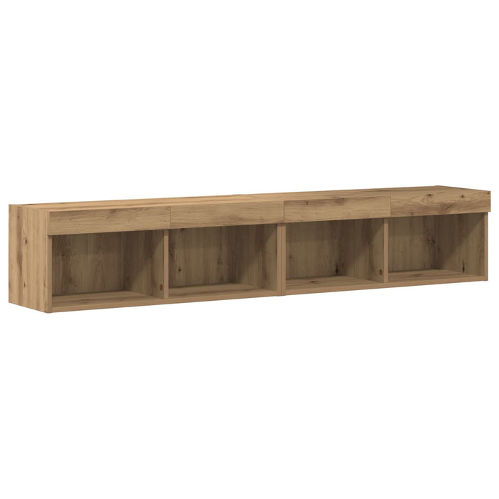Dulapuri TV vidaXL cu lumini LED 2 piese Stejar 80x30x30 cm, Dulapuri TV vidaXL cu lumini LED 2 piese Stejar 60x30x40 cm - WALTI WALTI