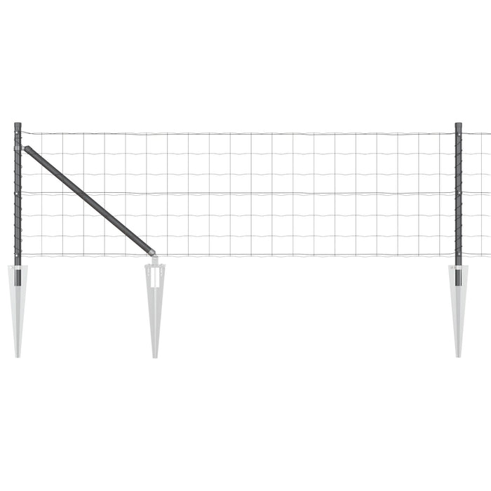 Împrejmuire Euro cu 13 Stâlpi cu Vârf 0.6x25 m Oțel Galvanizat Gri - WALTI WALTI