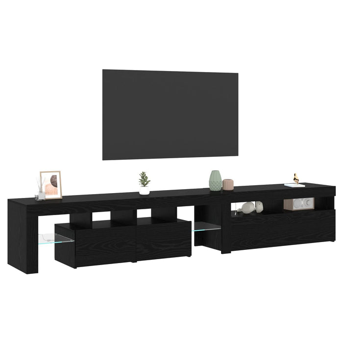Cabinete TV vidaXL 2 pcs cu LED-uri Stejar Negru Lemn Ingineresc, Suport TV vidaXL cu LED-uri - Stejar Negru, 90x35x40 cm, făcut din lemn ingineresc - WALTI WALTI