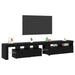 Cabinete TV vidaXL 2 pcs cu LED-uri Stejar Negru Lemn Ingineresc, Suport TV vidaXL cu LED-uri - Stejar Negru, 90x35x40 cm, făcut din lemn ingineresc - WALTI WALTI