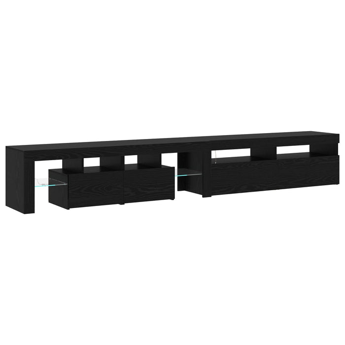 Set de 2 cabine TV cu lumini LED din lemn prelucrat de stejar negru, Cabinet TV vidaXL cu LED stejar negru 120x35x40 cm din lemn prelucrat - WALTI WALTI