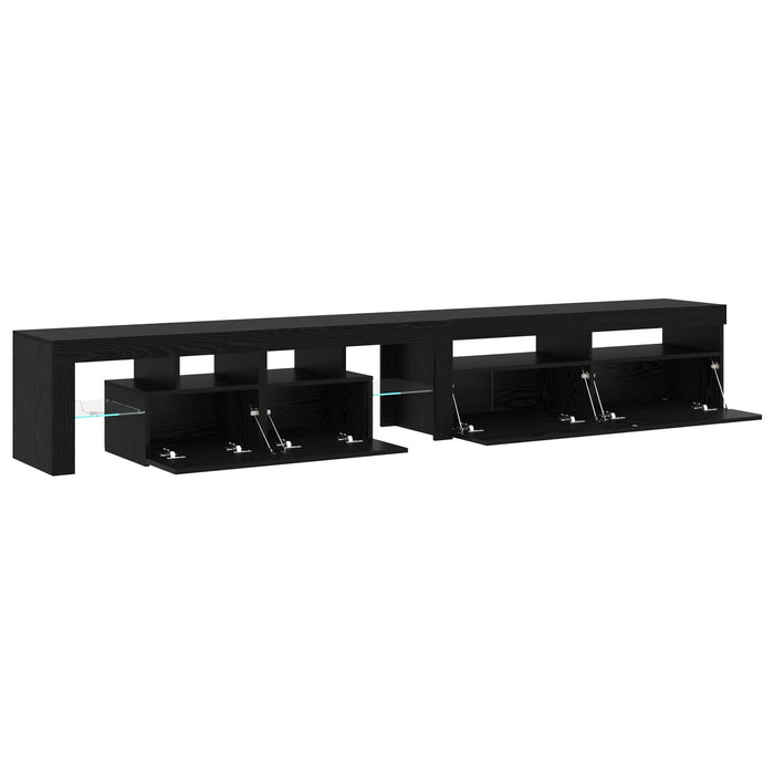 Set de 2 cabine TV cu lumini LED din lemn prelucrat de stejar negru, Cabinet TV vidaXL cu LED stejar negru 120x35x40 cm din lemn prelucrat - WALTI WALTI