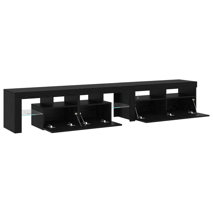 Cabinete TV vidaXL 2 pcs cu LED-uri Stejar Negru Lemn Ingineresc, Suport TV vidaXL cu LED-uri - Stejar Negru, 90x35x40 cm, făcut din lemn ingineresc - WALTI WALTI