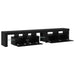Cabinete TV vidaXL 2 pcs cu LED-uri Stejar Negru Lemn Ingineresc, Suport TV vidaXL cu LED-uri - Stejar Negru, 90x35x40 cm, făcut din lemn ingineresc - WALTI WALTI