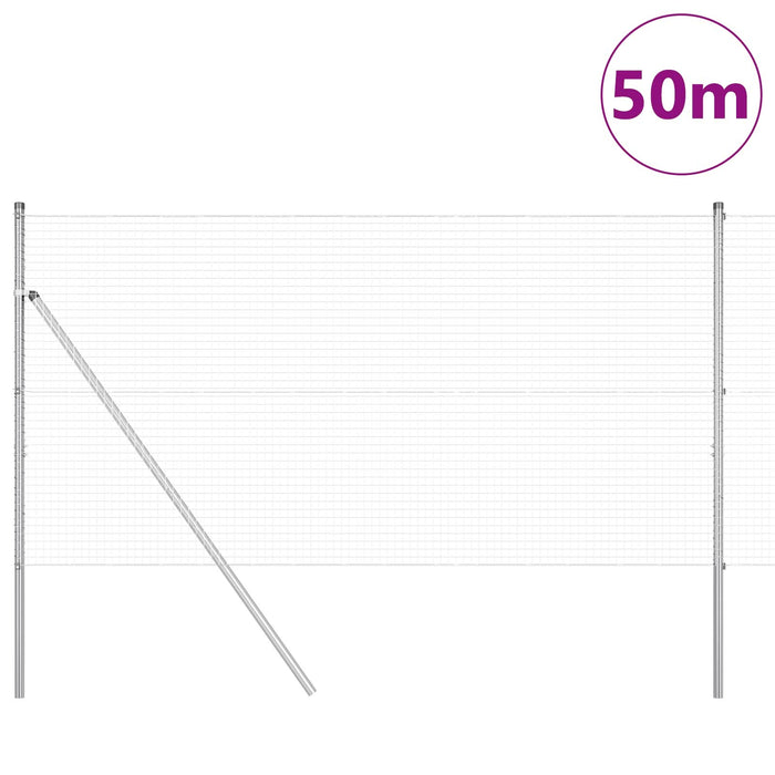 Gard din Sârmă Sudată cu 13 Stâlpi 1x50 m Oțel Galvanizat - WALTI WALTI