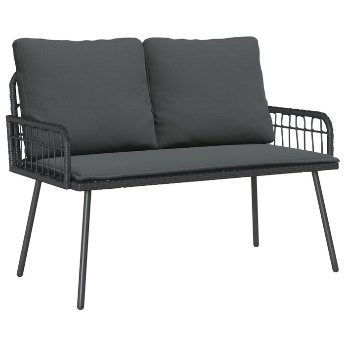 Set mobilier de grădină, 2 piese, cu perne, negru, poliratan - WALTI WALTI